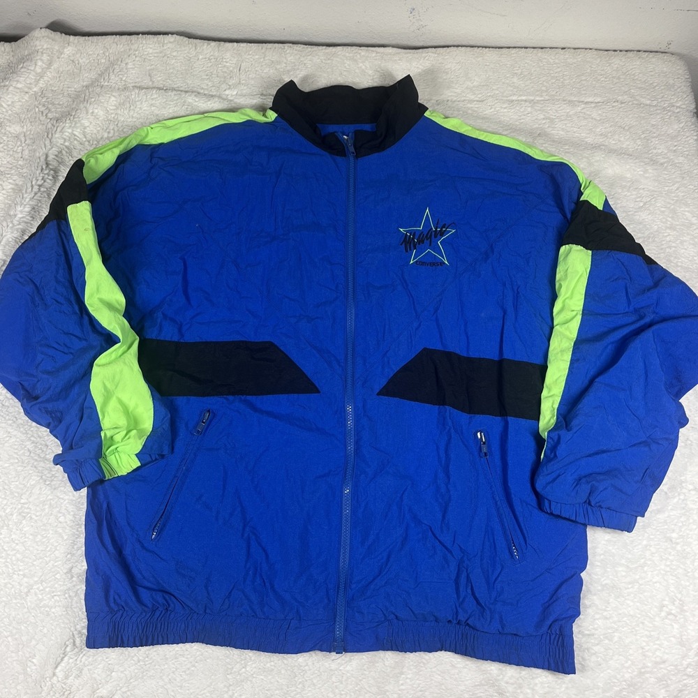 Vintage Converse‎ Lakers Magic Johnson Lined Windbreaker Jacket Men's XL Blue